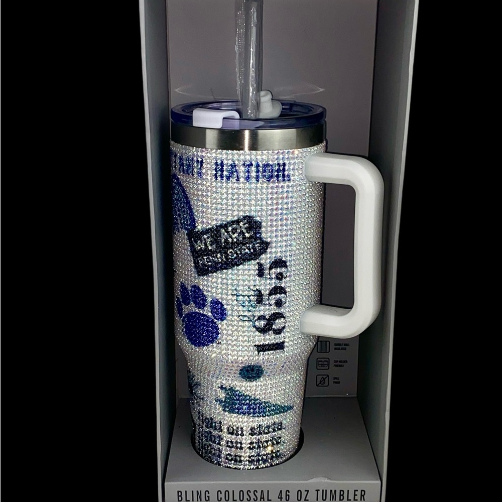 Bling Colossal Penn State Nittany Lions Stainless Steel Tumbler White 46 oz NEW - Picture 6 of 6